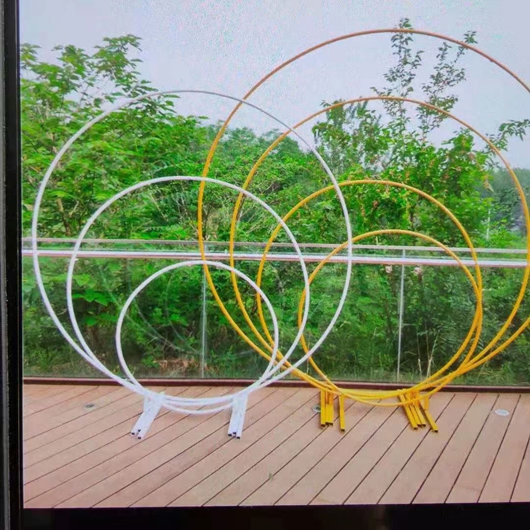 Party ironwork decorative rings, circular decorative rings, wedding props, ironwork single-pole circular ring frames, outdoor wedding balloons, party circular arches, scene decoration, guiding signs details Picture