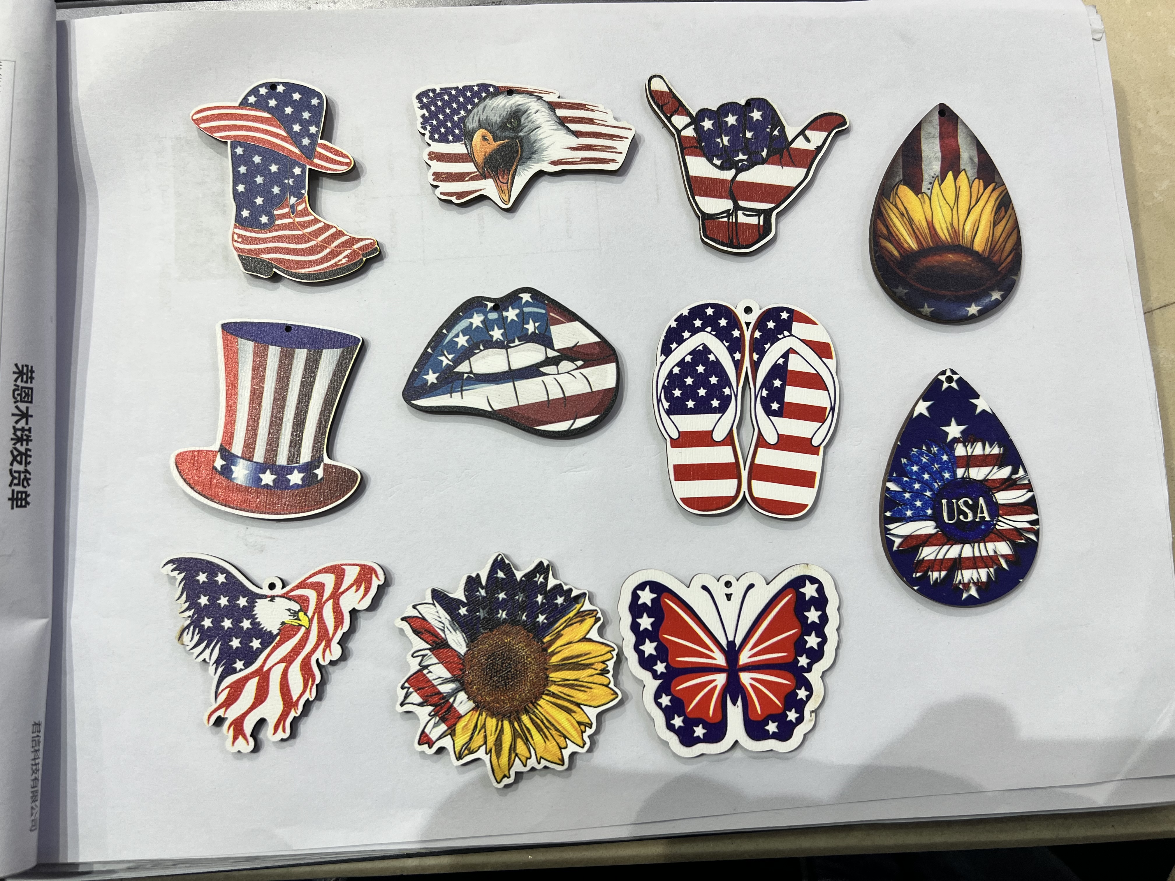 木质耳环片独立日美国旗版现货11