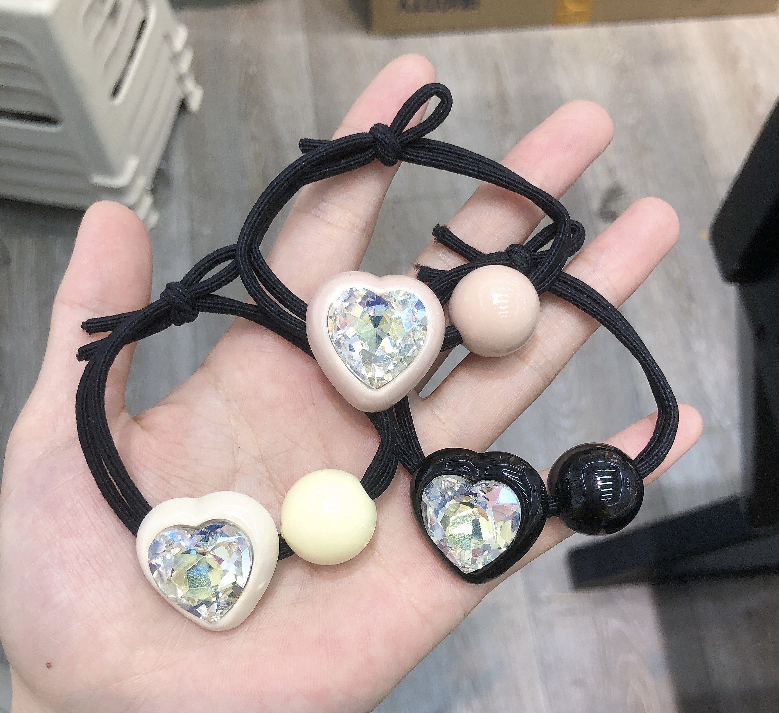 醋酸桃心K9水晶皮筋