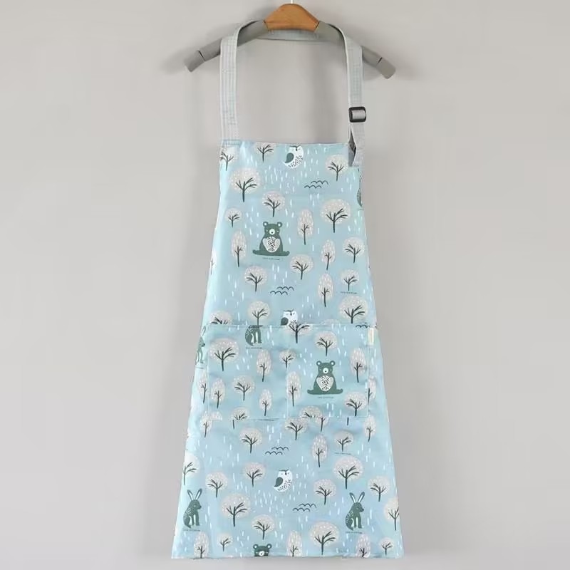 夏季薄款围裙女厨房家用防水防油可调节挂脖围裙工作服详情图6