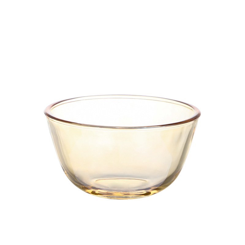 沙拉碗/玻璃碗/茶色碗白底实物图