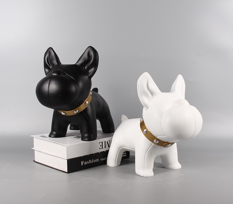 树脂黑白斗牛犬工艺品摆件