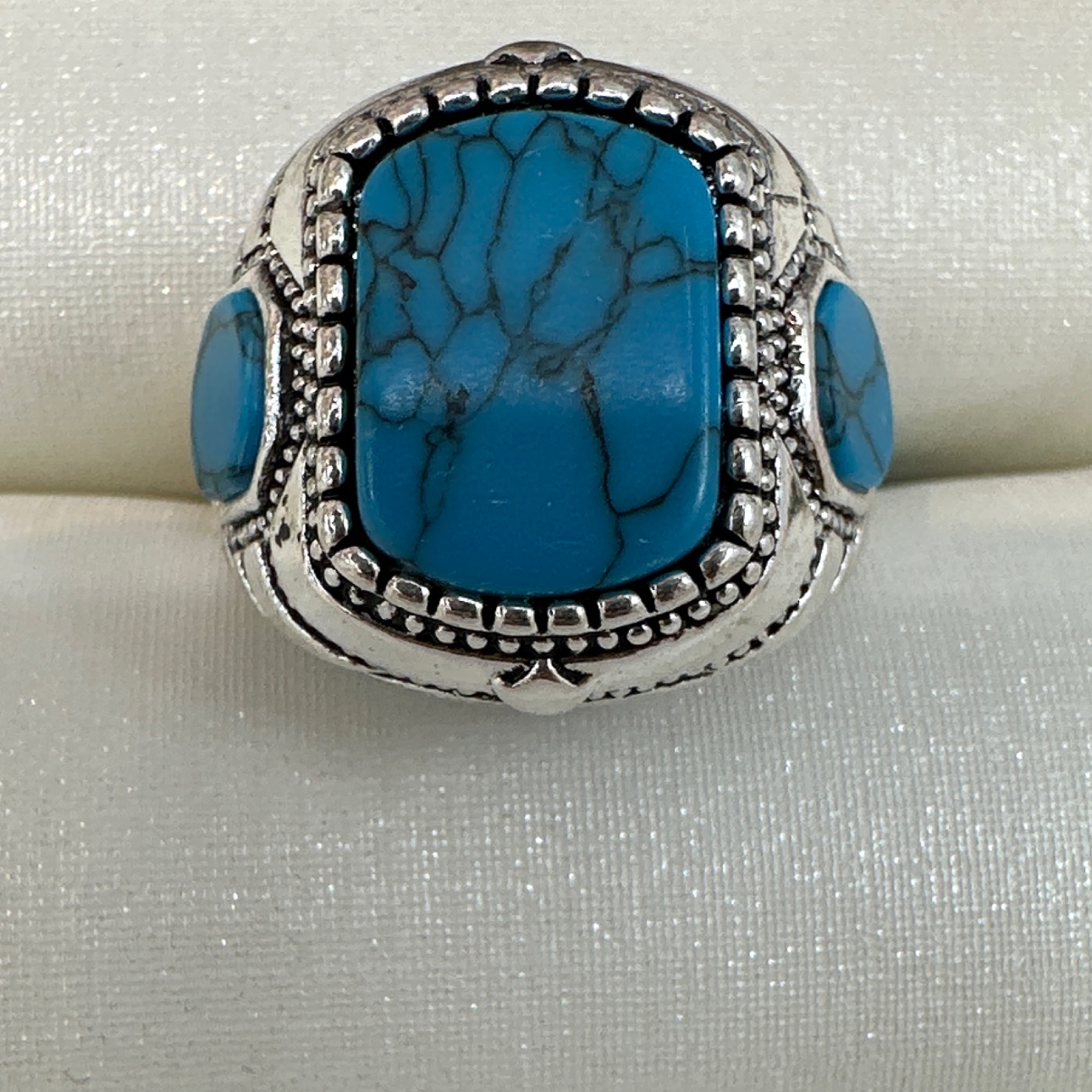Men's vintage turquoise alloy ring