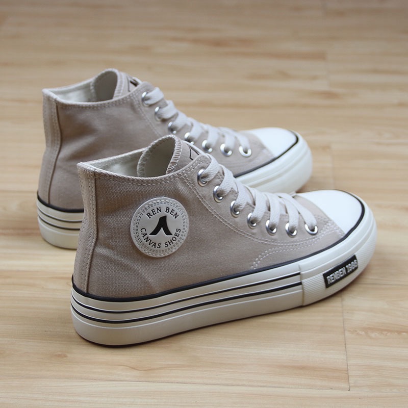 Renben high-top canvas shoes, versatile women's open-top shoes 2988 Item Picture