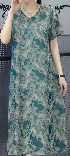 Summer women's dress faux silk dress for middle-aged and elderly people details Picture