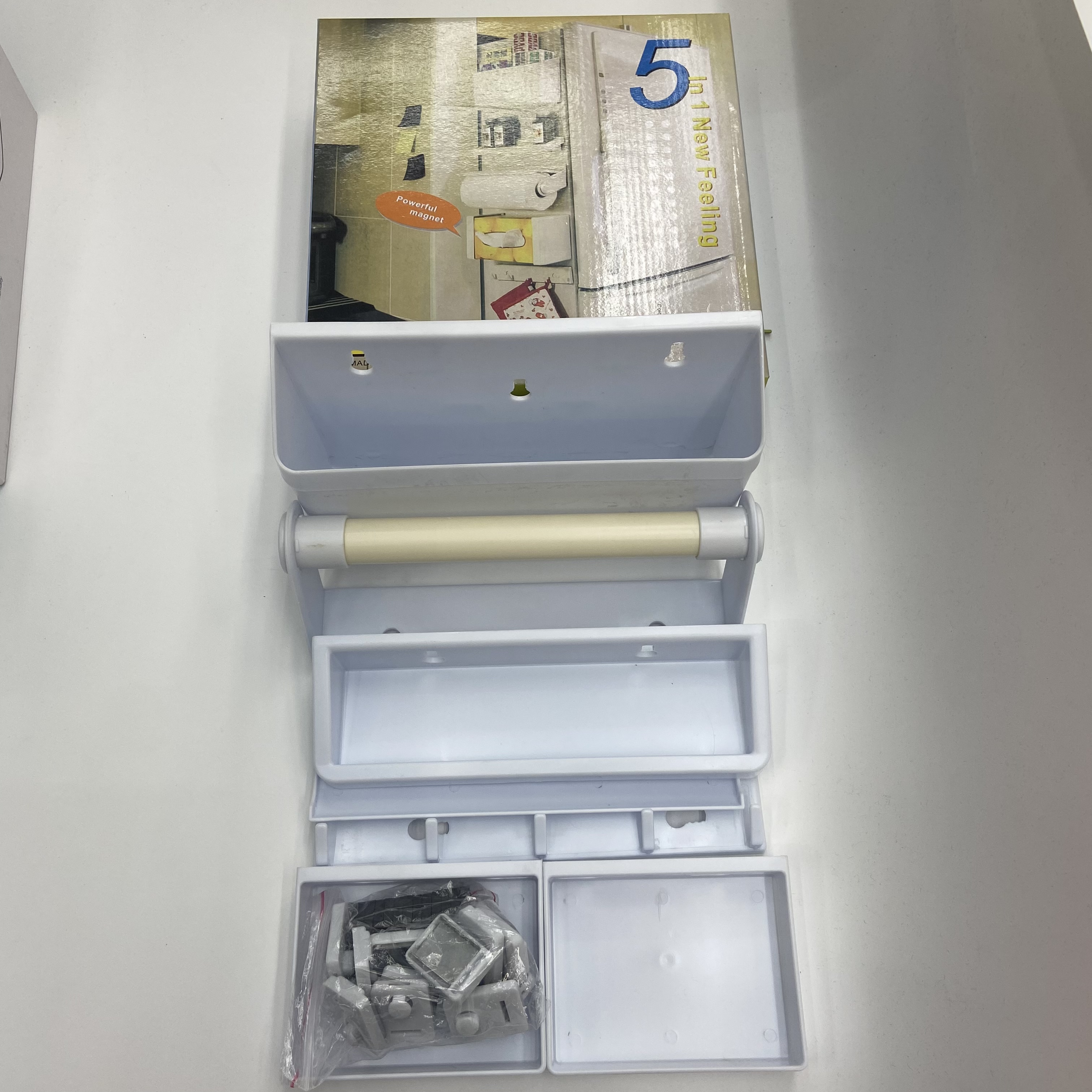 Bathroom and kitchen wall-mounted storage boxes without drilling holes, kitchen and bathroom storage racks Item Picture