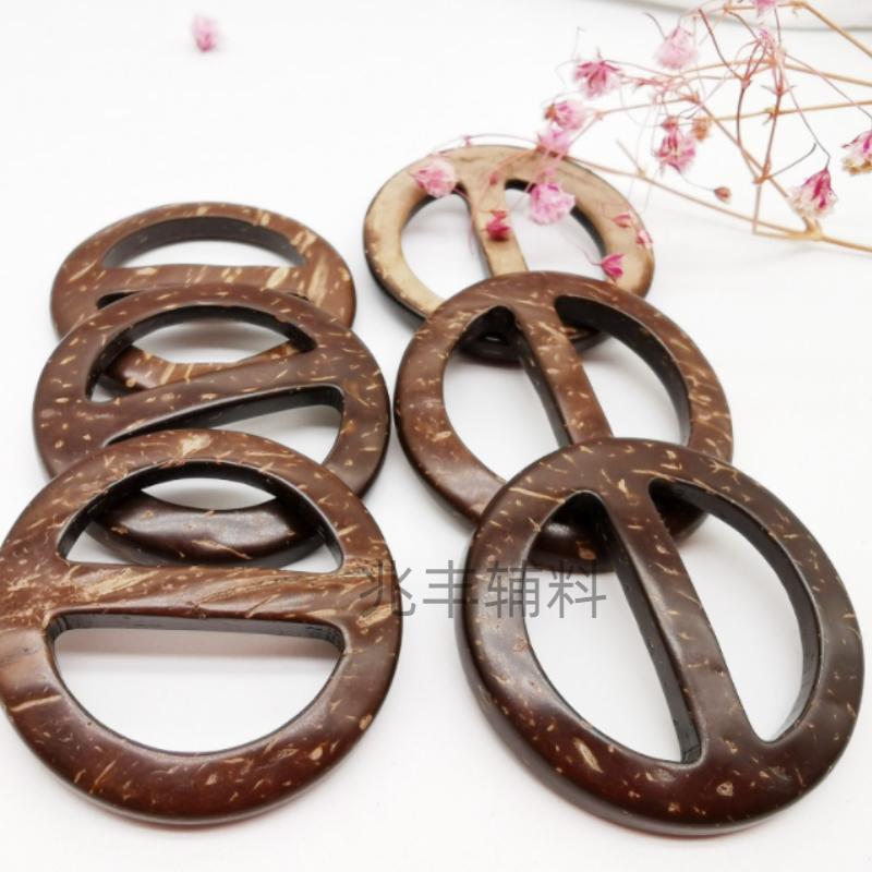 Swimsuit, new coconut button, coconut shell waist, V-shaped button, round three-button, coat accessory, belt button details Picture
