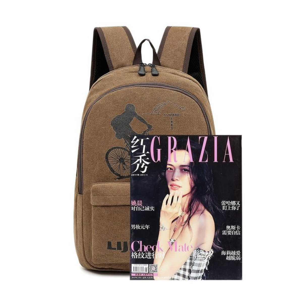 帆布包/帆布背包/双肩背包白底实物图