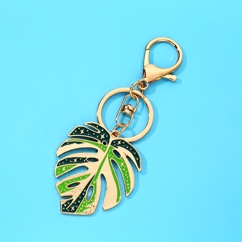 Turtle-back leaf keychain pendant, Nordic green oil-dripping bag pendant details Picture