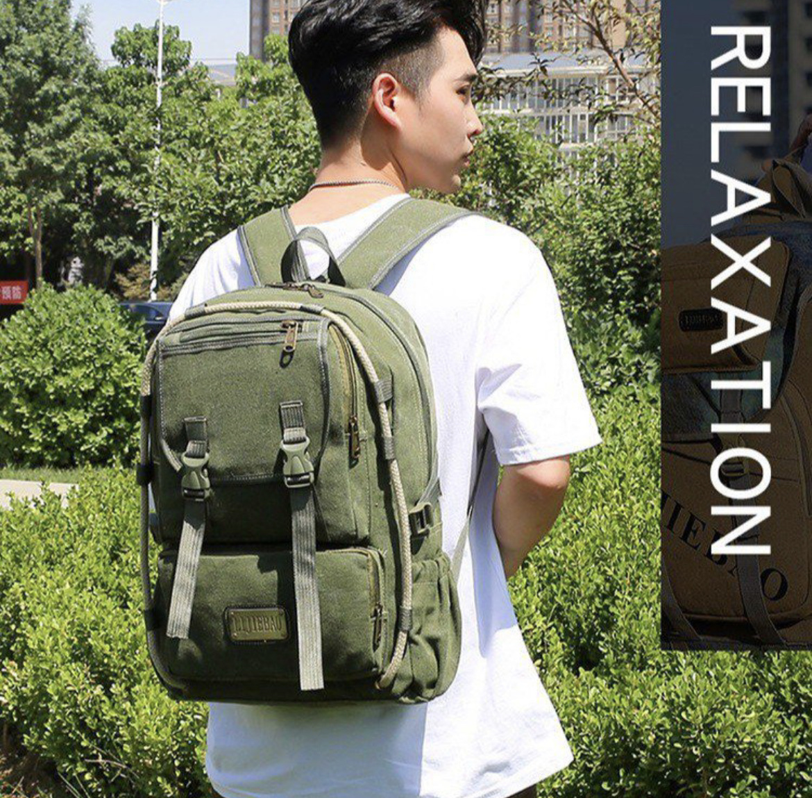 2023新款帆布双肩背包牛仔背包复古潮色坚固耐用跨境外贸出口011背包