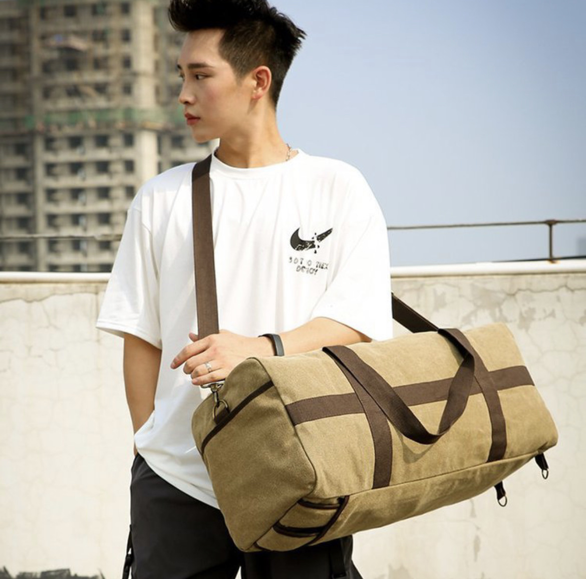 2023新款帆布双肩背包牛仔旅行包背包复古潮色坚固耐用跨境外贸出口022背包