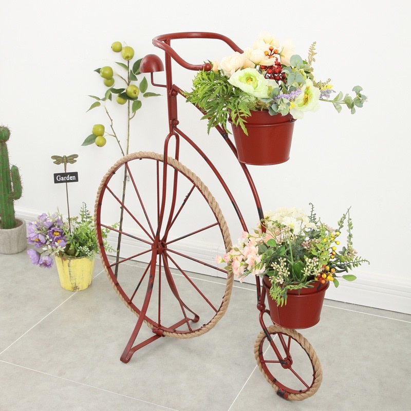 Rural retro creative hemp rope ironwork, bike-shaped flower stand ornaments, garden, home, sundries, window display decoration Application Scenario