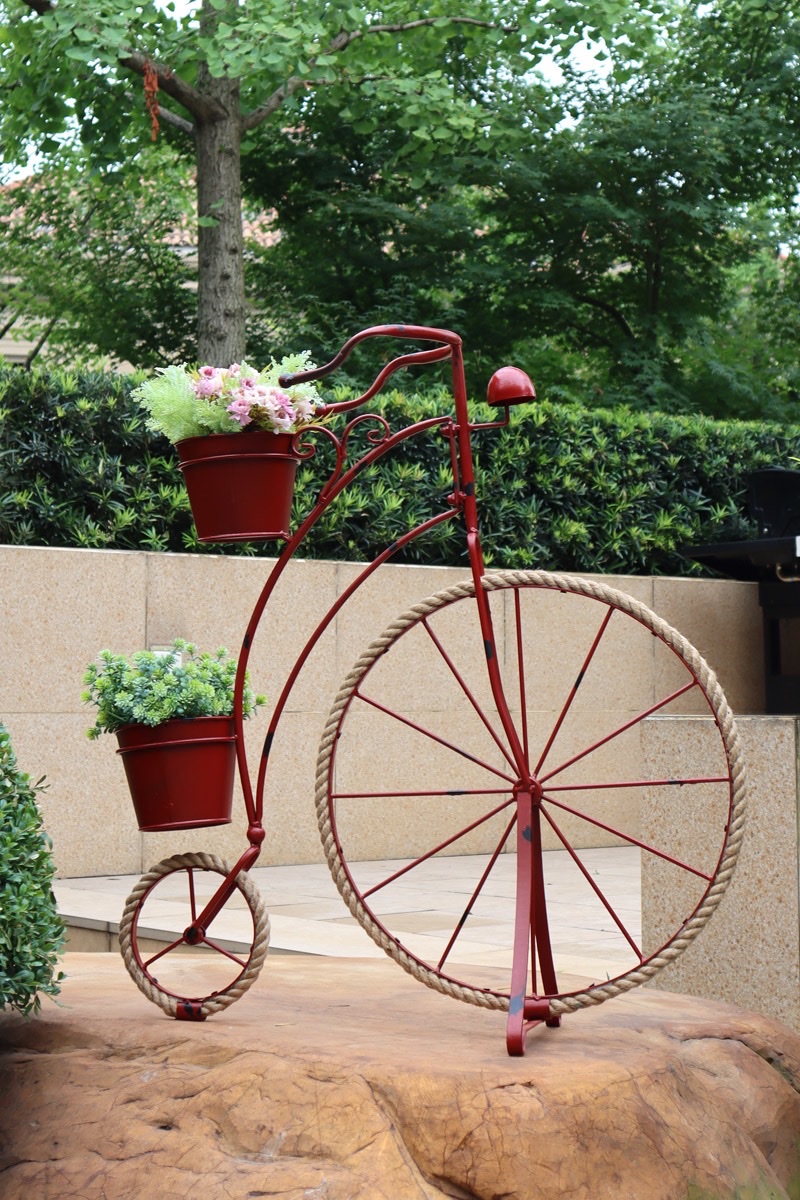 Rural retro creative hemp rope ironwork, bike-shaped flower stand ornaments, garden, home, sundries, window display decoration Specification image