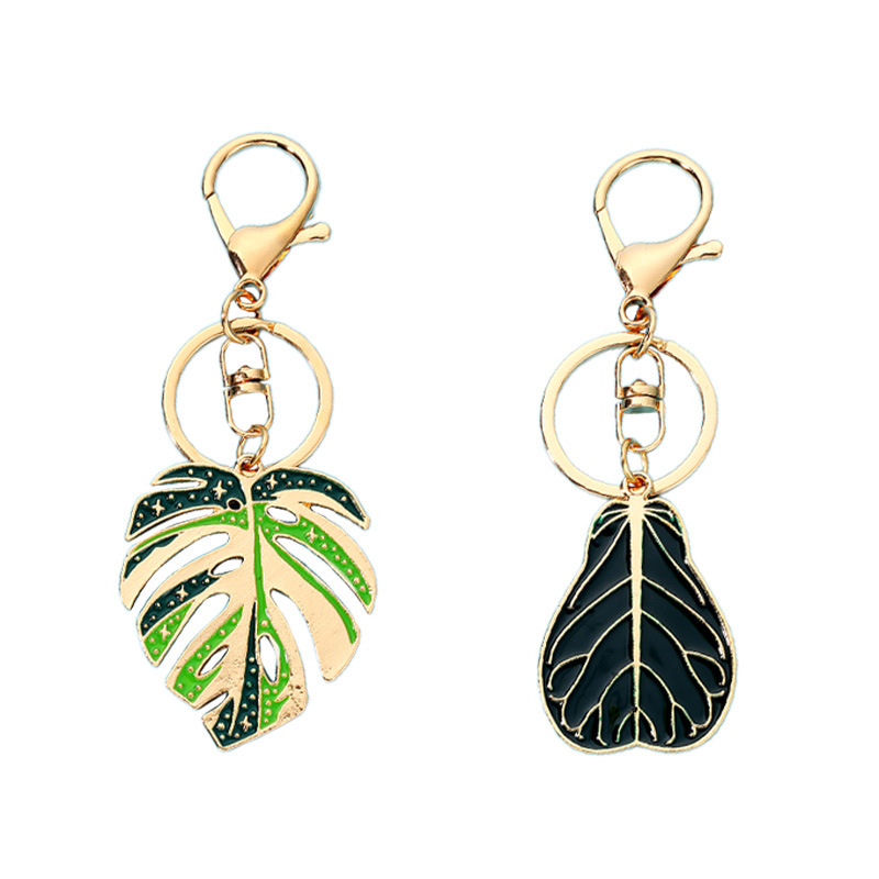 Turtle-back leaf keychain pendant, Nordic green oil-dripping bag pendant