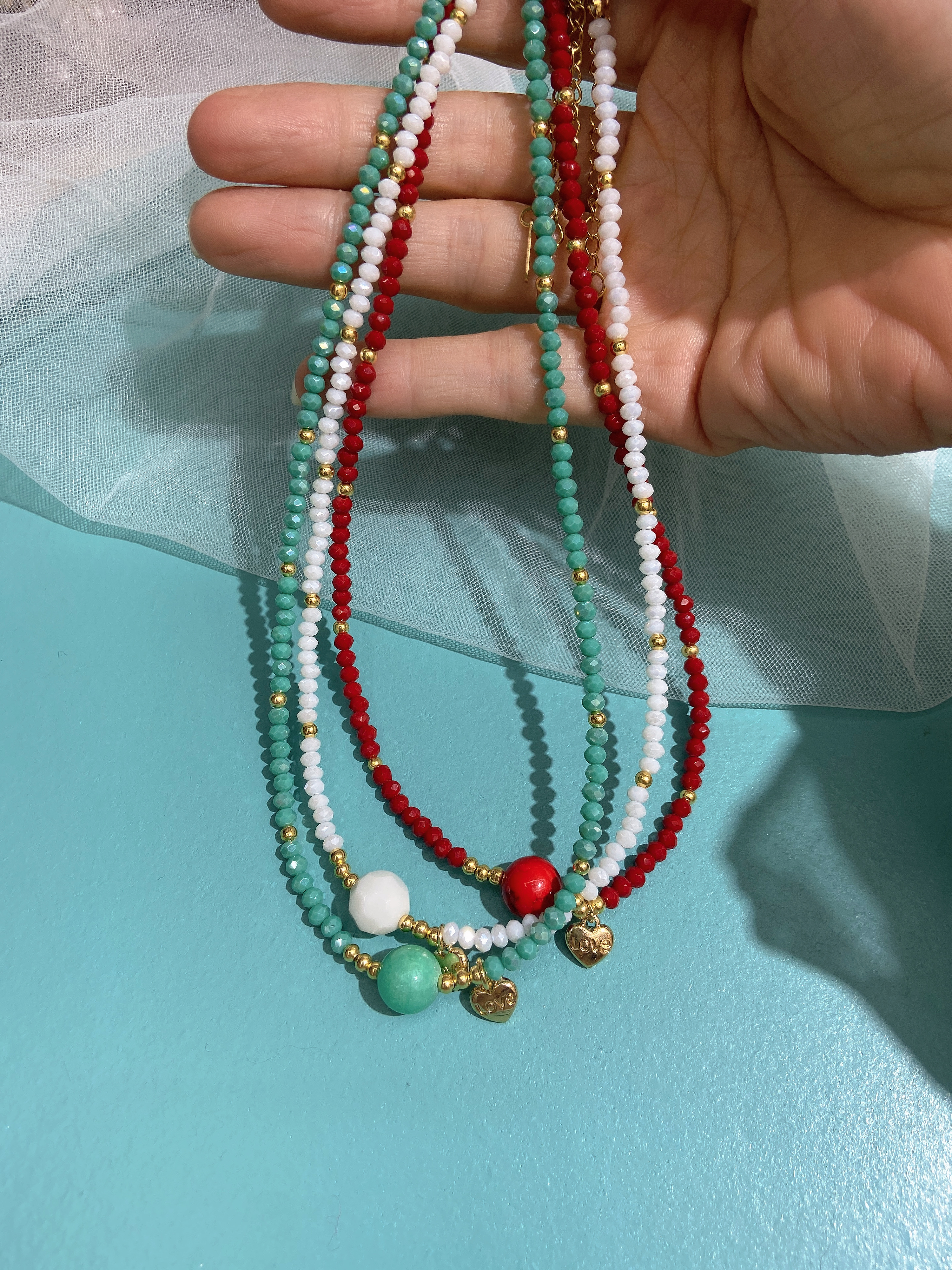 Crystal necklace handcrafted beaded factory direct sales, customizable colors available details Picture