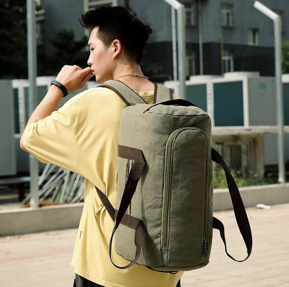 2023新款帆布双肩背包牛仔旅行包背包复古潮色坚固耐用跨境外贸出口021背包