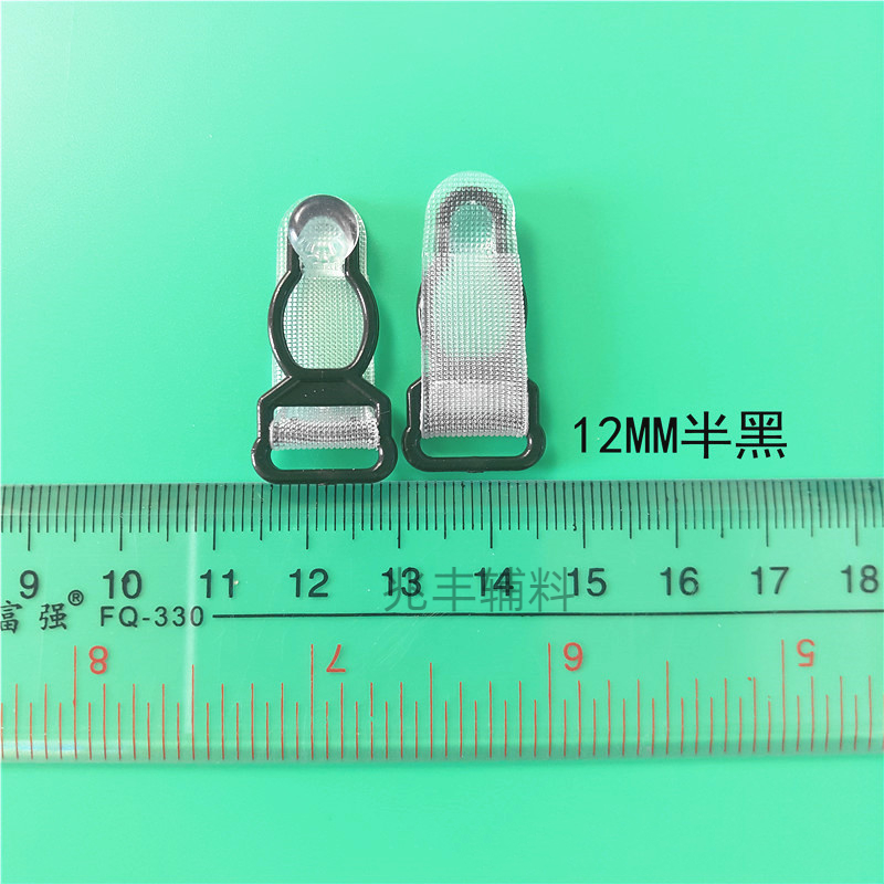 Factory direct sales of plastic black sock buckles, transparent halter straps, underwear accessories, adjustable buckles, silk sock shoulder straps, gourd buckles Specification image