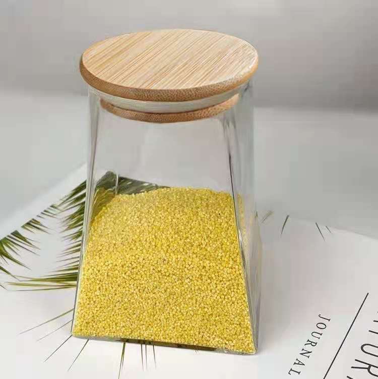 厂家创意玻璃方莱密封罐竹木盖零食干果茶叶罐食品储存收纳防潮罐 