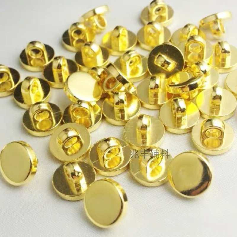 Wholesale plastic flat high-footed round buttons, electroplated buttons, UV buttons, men's and women's shirt buttons, foot buttons Item Picture