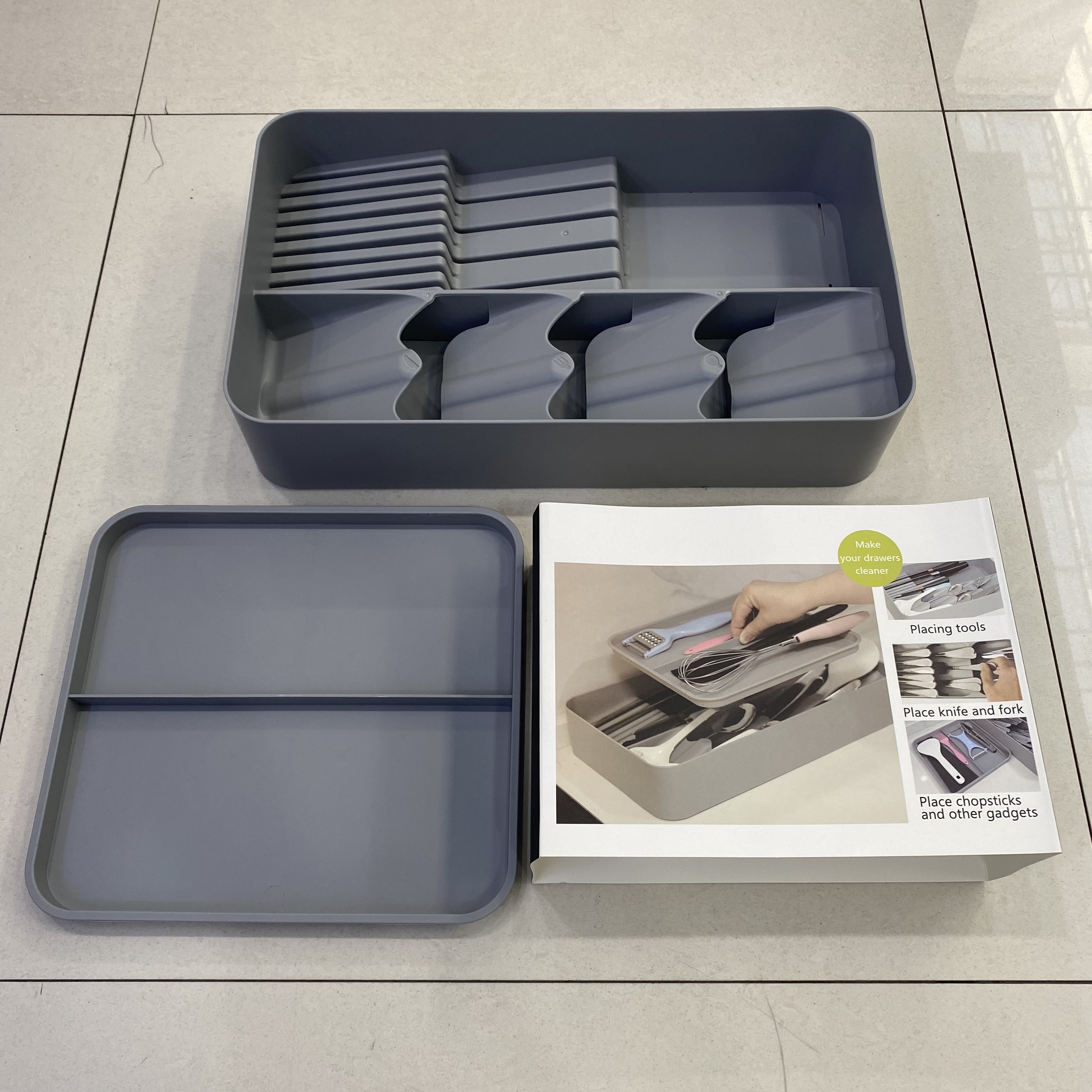 Kitchen drawer, knife and fork storage box, tray, tableware, spoon, knife and fork separator and organizer