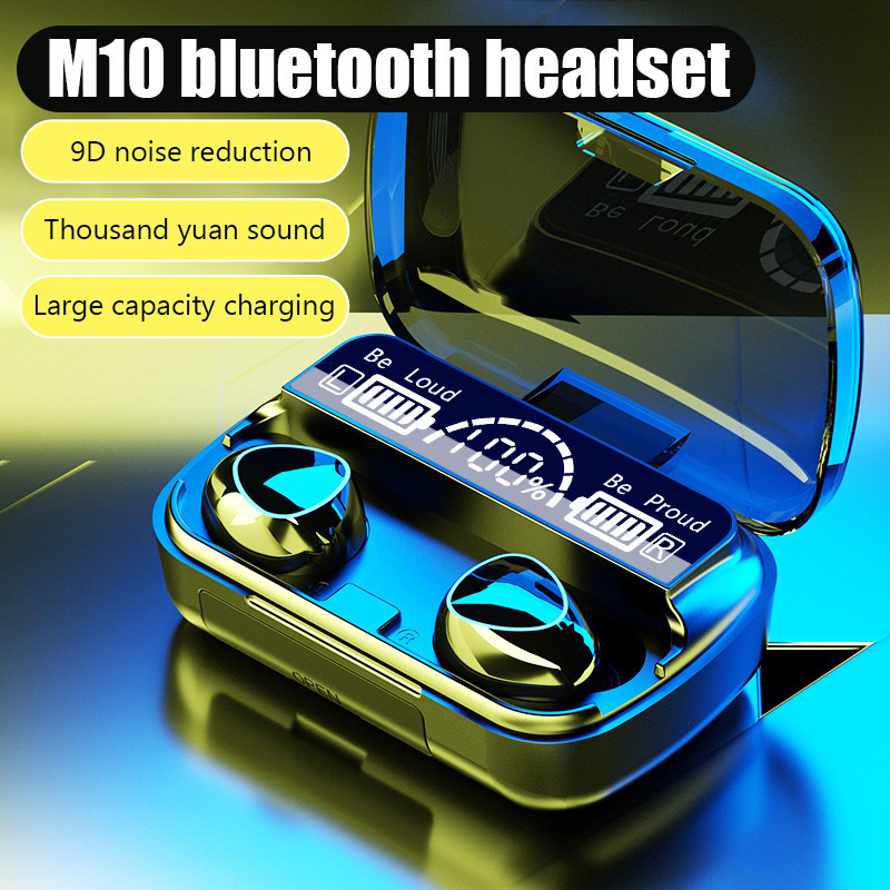 跨境爆款M10蓝牙耳机5.3无线高保真立体声运动耳机触摸数显批发图