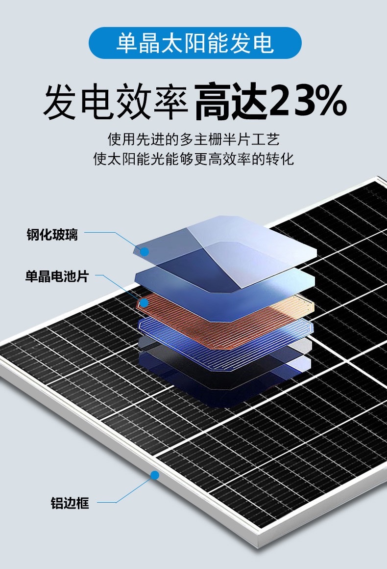 太阳能板/单晶太阳能板/光伏发电板白底实物图