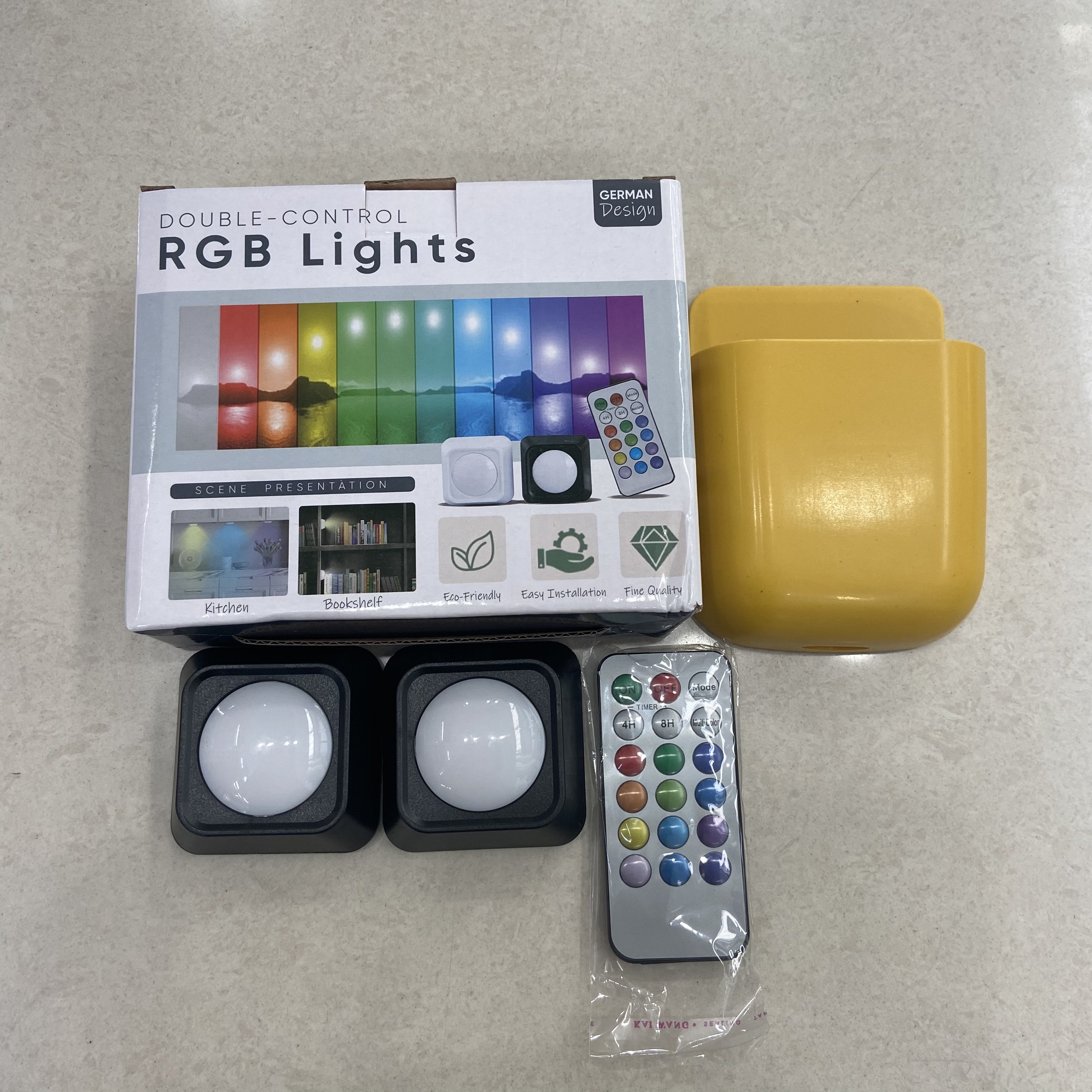 彩光遥控橱柜灯 创意13色led按压小夜灯快速频闪氛围拍拍灯带支架 