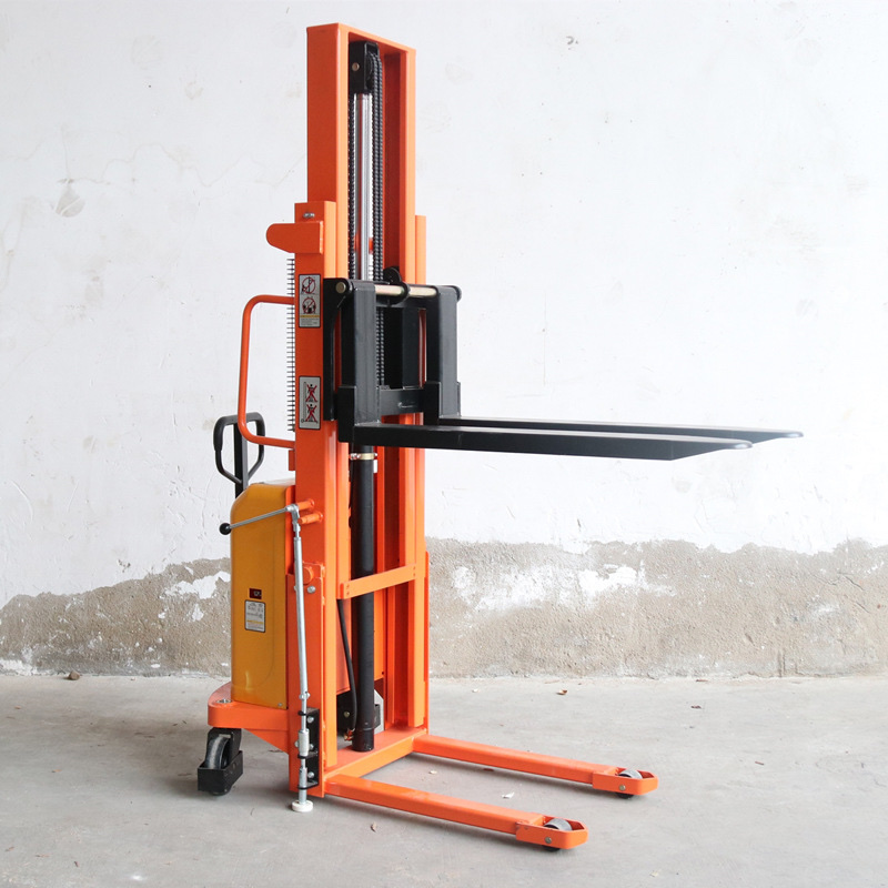 Electric lift truck, hydraulic lift stacker, 1.5-ton pallet stacker, manual forklift, ground bull in stock Application Scenario