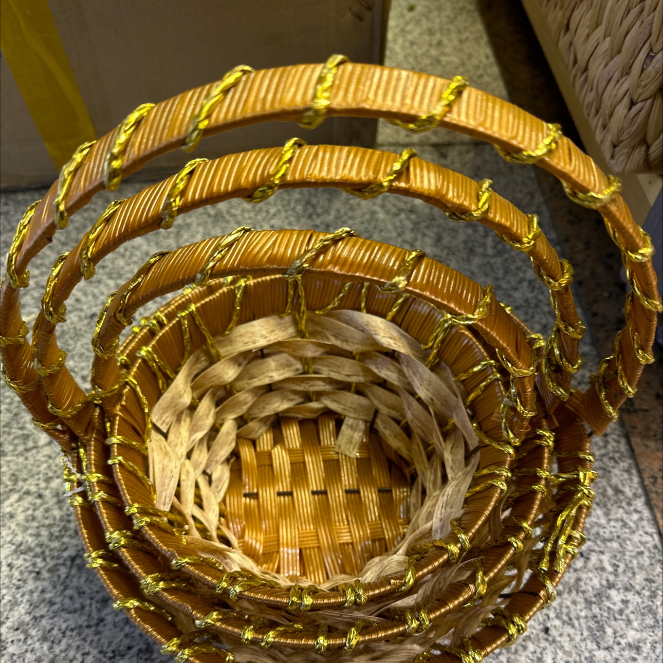 手工编织圆形手提套三家里摆件装饰用品