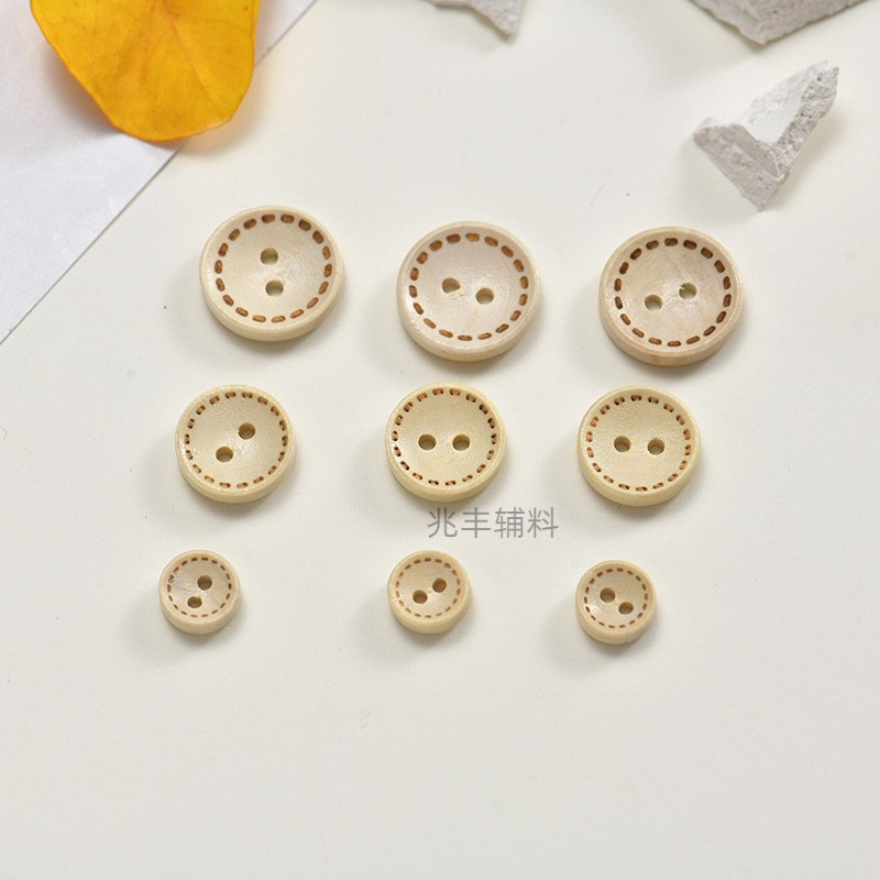 厂家直供两眼虚线碗形二眼四眼毛衣木头纽扣木质扣服装辅料批发