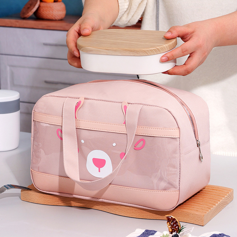 New cute lunch box bags with rice, hand-held bento bags, insulated lunch bags, Oxford cloth bento bags wholesale details Picture