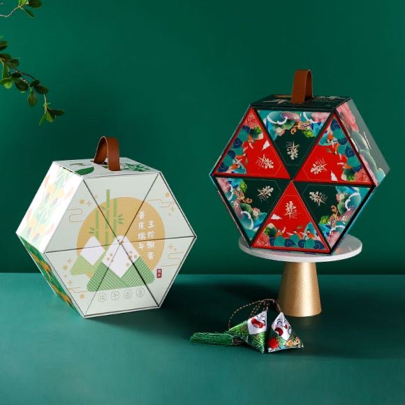 New folding zongzi gift box, Dragon Boat Festival packaging box, high-end gift box, hand-held box Item Picture
