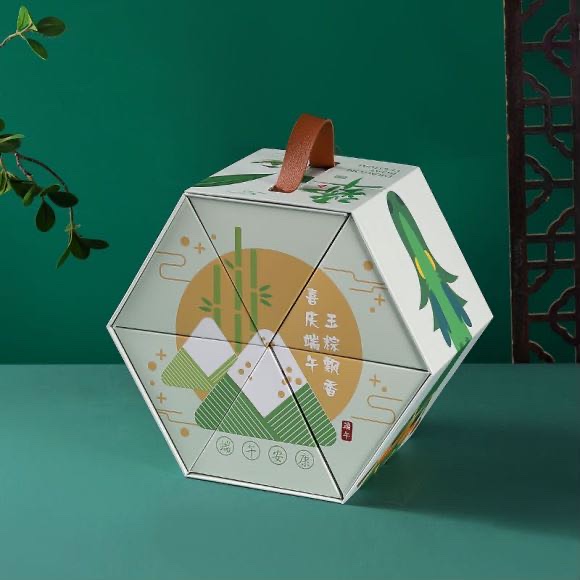 New folding zongzi gift box, Dragon Boat Festival packaging box, high-end gift box, hand-held box details Picture