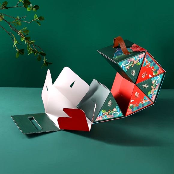 New folding zongzi gift box, Dragon Boat Festival packaging box, high-end gift box, hand-held box Specification image