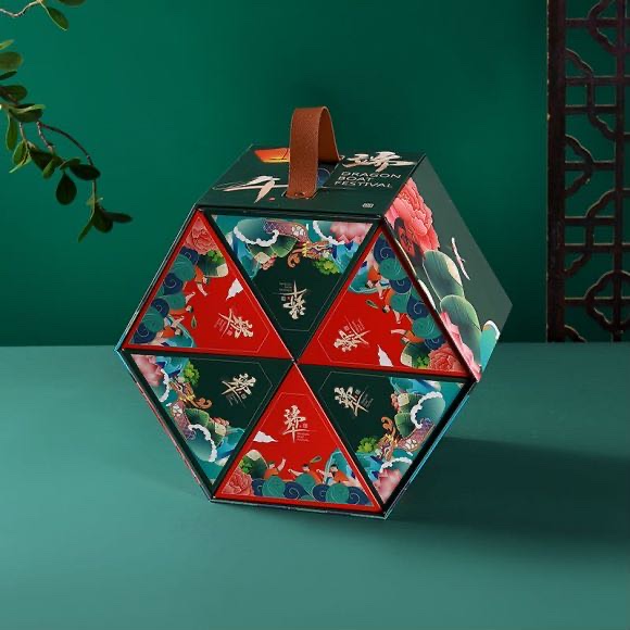 New folding zongzi gift box, Dragon Boat Festival packaging box, high-end gift box, hand-held box
