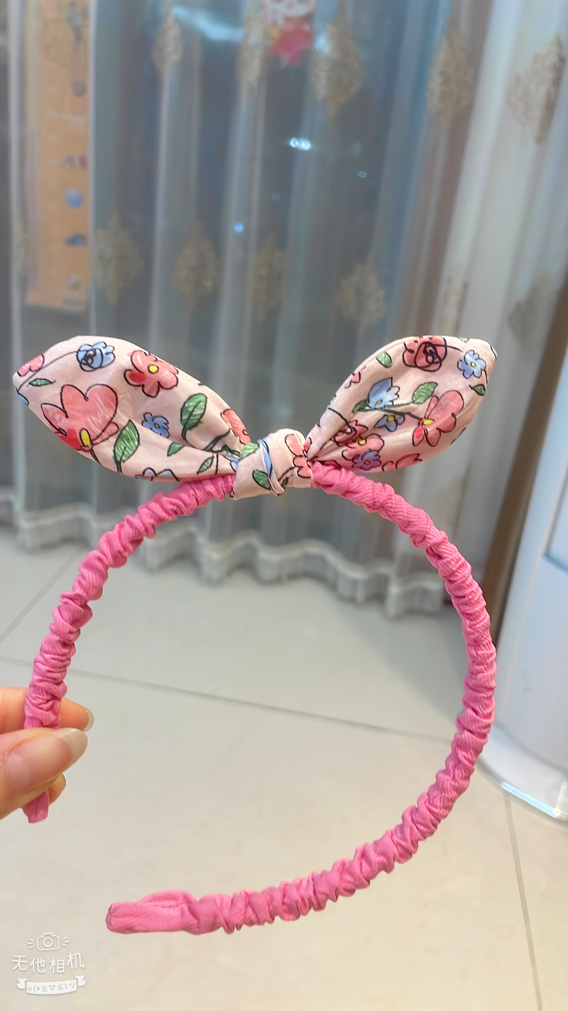 Floral fabric rabbit ear headband details Picture
