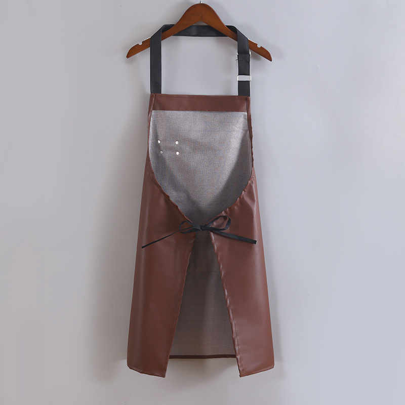 Leather PU adult apron, waterproof and oil-resistant, kitchen soft leather women's fashionable cover-up, home work clothes, can add logo waistband Application Scenario