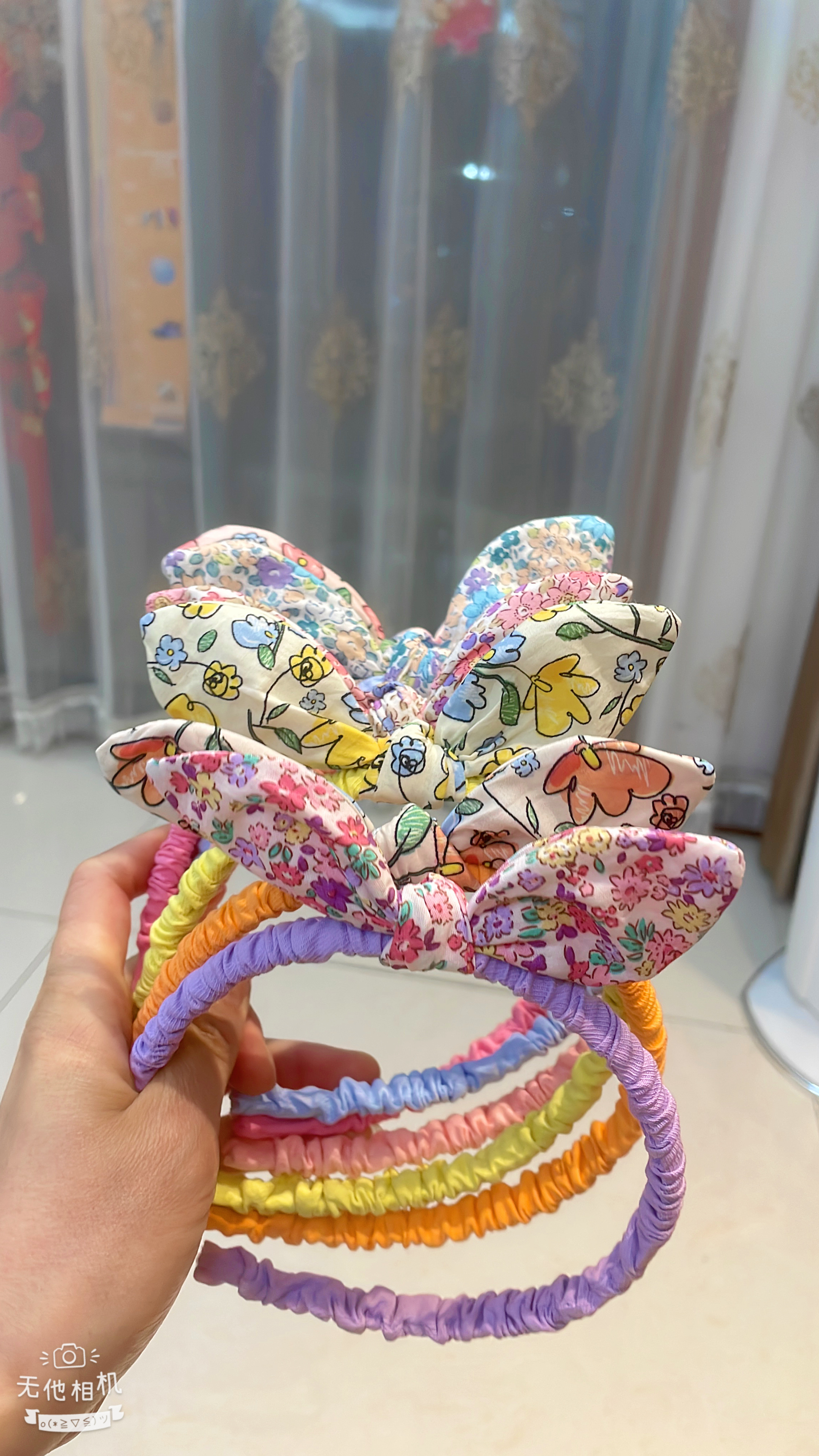 Floral fabric rabbit ear headband Specification image