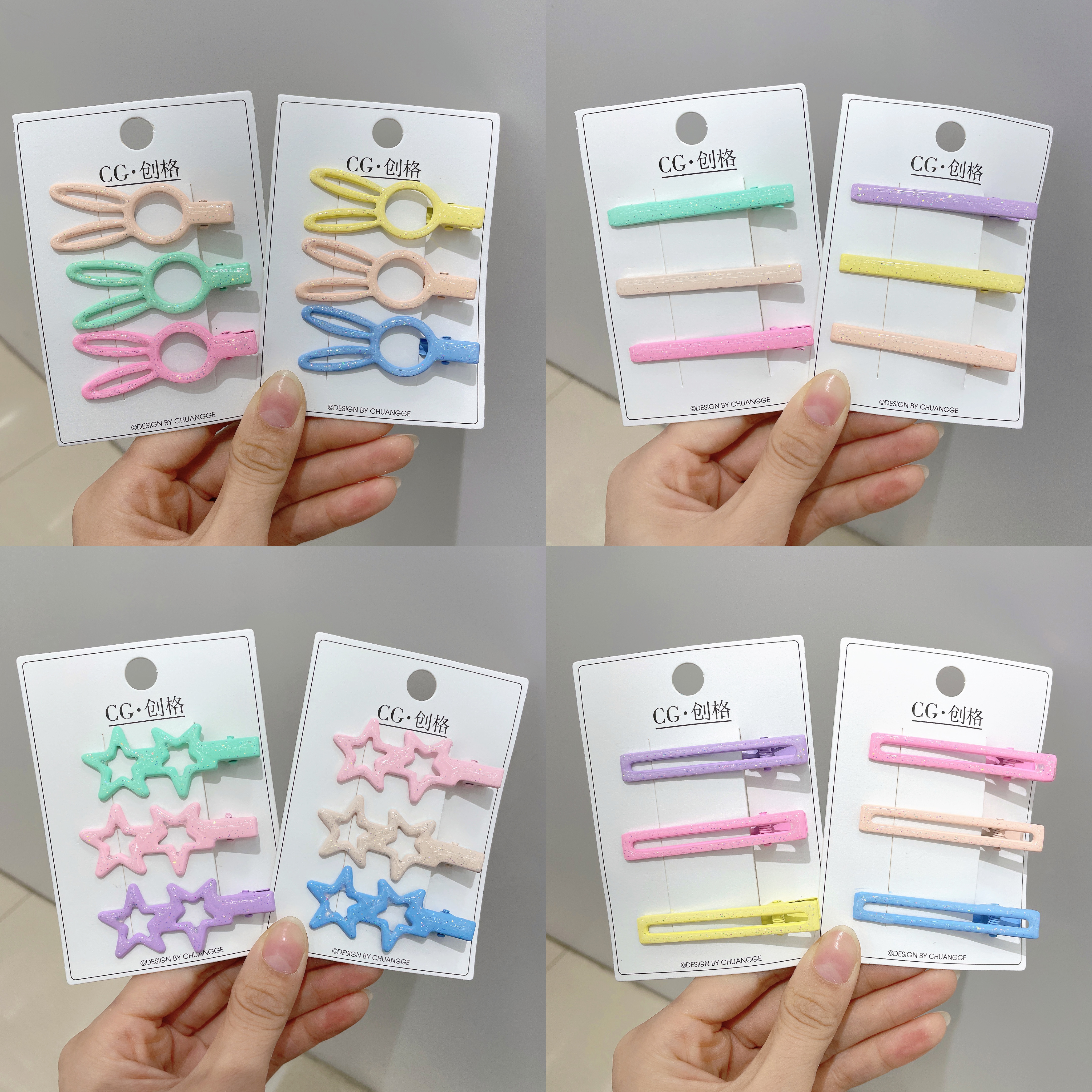 Oil-dripping cute glitter hair clips, children's hair clips, girls' princess press clips, bangs clips, edge clips, small broken hair clips