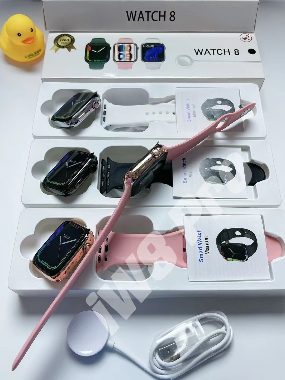 外贸iW8PRO运动款蓝牙通话健康监测计步信息提醒礼品智能手表手环