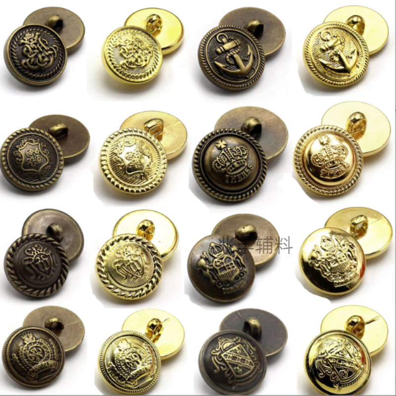 Ship anchor, sea anchor, versatile plastic retro style buttons, round fashionable coat sweater buttons, plastic imitation metal buttons Specification image