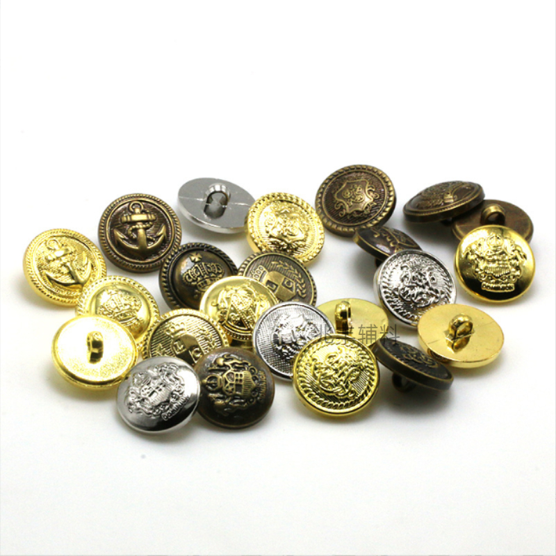 Ship anchor, sea anchor, versatile plastic retro style buttons, round fashionable coat sweater buttons, plastic imitation metal buttons Application Scenario