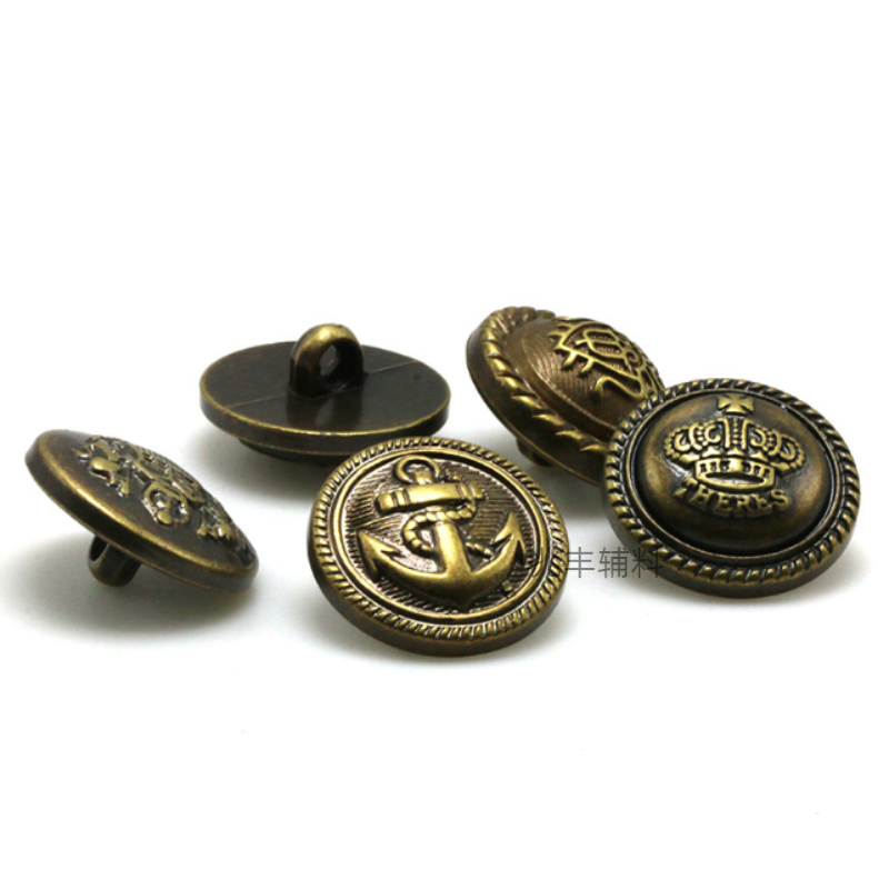 Ship anchor, sea anchor, versatile plastic retro style buttons, round fashionable coat sweater buttons, plastic imitation metal buttons Item Picture