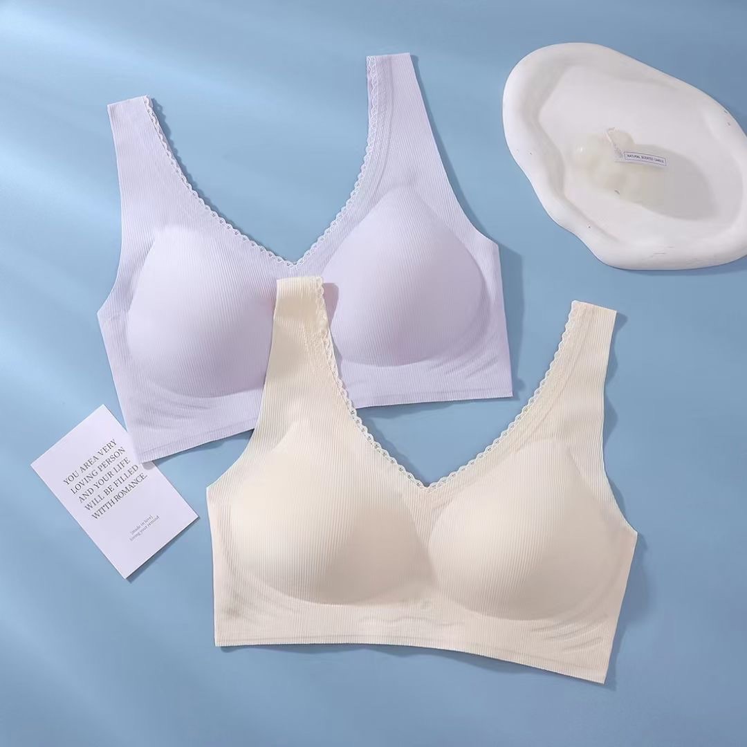One-piece seamless lingerie, sexy lace, upholstery, non-magnetic, frameless vest bra details Picture