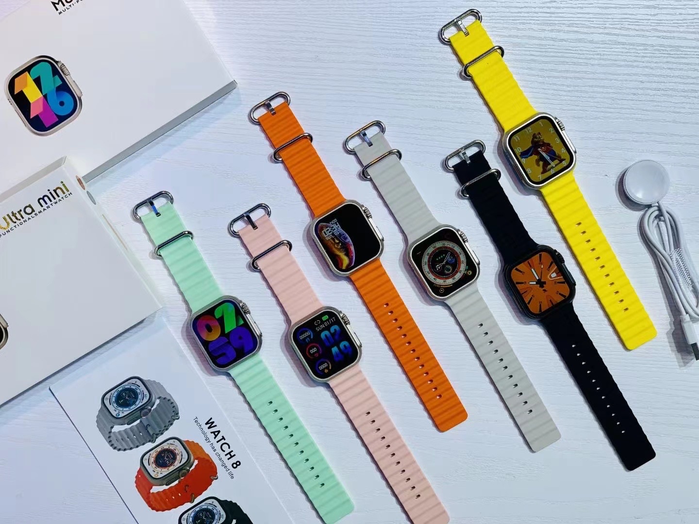 新款跨境M8 Ultra mini蓝牙通话健康监测信息提醒功能智能手表