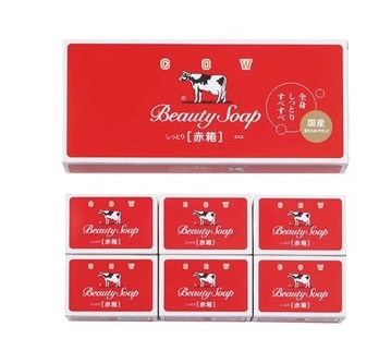 日本COW牛乳滋润香皂日本身体清洁赤箱红盒保湿洁面沐浴肥皂温柔花香