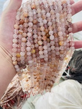 粉色天然石串珠原料网红手串配件天然石粉色珠子彩珠配件现货