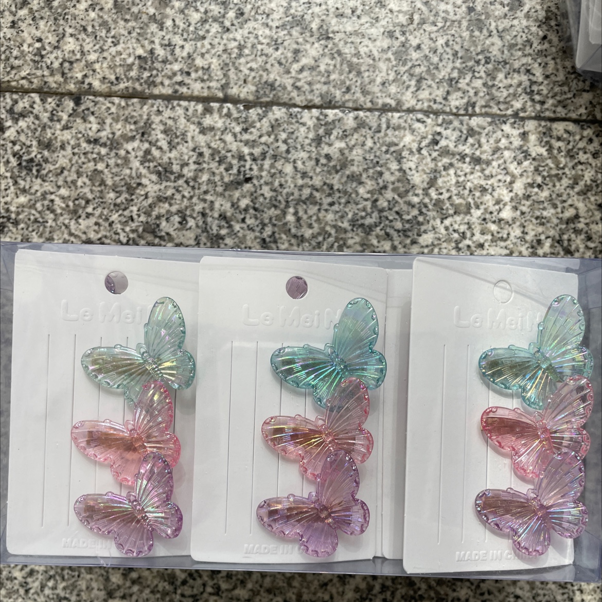 Three butterfly hairpins