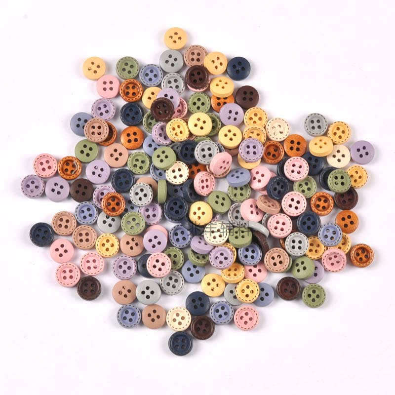 Wooden dotted line buttons, Morandi color series wooden round buttons, clothing, hat accessories, DIY materials