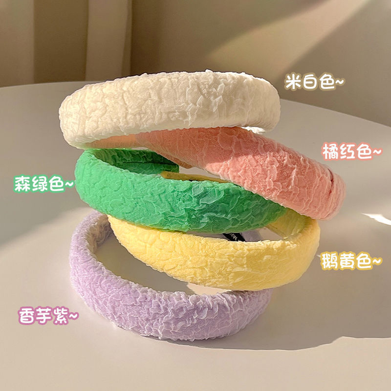 彩色春天蕾丝雪纺纹理发箍压发增高颅顶海绵头箍发夹饰品头饰女生 